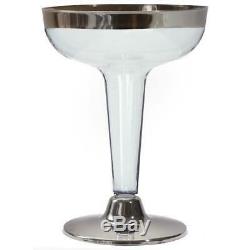 5 oz. Clear with Silver Rim Martini Glasses Disposable Wedding Party TABLEWARE