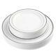50 Disposable White Silver Rimmed Heavy Duty Plastic Plates 25 Dinner And