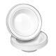 50 Disposable White Silver Rimmed Plastic Soup Bowls 14 Oz. Premium Heavy