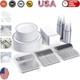 50 Guest Silver Rimmed Plastic Plates, Cups & Cutlery Hassle-free Dining