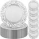 50 Pcs Antique Charger Plates Bulk 13 Inch Embossed Rim Plastic Decorative Round