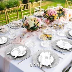 50 Pcs Antique Charger Plates Bulk 13 Inch Embossed Rim Plastic Decorative round