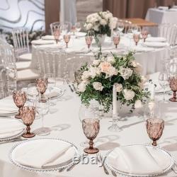 50 Pcs Beaded Charger Plates 13 Inch Clear Charger Plates with Beaded Rim Din