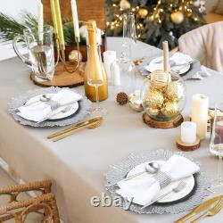 50 Pcs Silver Floral Charger Plates 13 Ruffled Rim for Weddings & Events