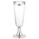 50 Plastic Silver Rimmed Champagne Flutes 5.5 Oz. Clear Hard Disposable Party