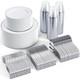 600 Ct Dinnerware Set For 100 Guests Silver Rimmed Disposable Plastic Plates