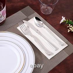 600 Ct Sier Dinnerware Set for 100 Guests Sier Rimmed