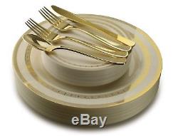 600 PCS/120 GUEST plastic plate gold, silverware set luxury for wedding, party