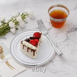 600 Piece Elegant Disposable Dinnerware Set 100 Guests Heavy Duty Plates Cutlery