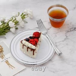600PCS Silver Dinnerware Set for 100 Guests, Plastic Plates for Party, 100 Si