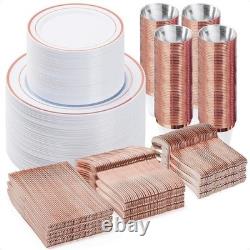 600pcs Disposable Dinnerware Set 50 Guests Heavy Duty Party Plates Cutlery New