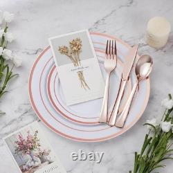 600pcs Disposable Dinnerware Set 50 Guests Heavy Duty Party Plates Cutlery New