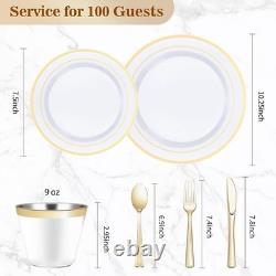 600pcs Heavy Duty Disposable Dinnerware Set Plates Cutlery Cups Party Supplies