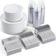 600pcs Silver Dinnerware Set For 100 Guests Rim Plastic Plates Disposable New