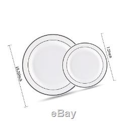 60PCS Heavyweight White with Silver Rim Wedding Party Plastic Plates, China Pl