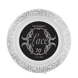 (7.5 70-Count, Silver Lace Rim) Party Essentials 70 Count Hard Plastic 19cm