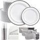 700 Count Silver Dinnerware Set-200 White And Silver Plastic Plates-set Of 300