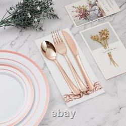 700 Pcs Disposable Dinnerware Set Plates Cups Forks Knives Spoons Napkins New