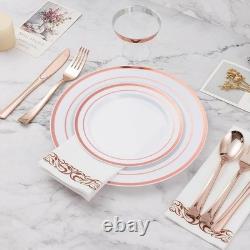 700 Pcs Disposable Dinnerware Set Plates Cups Forks Knives Spoons Napkins New