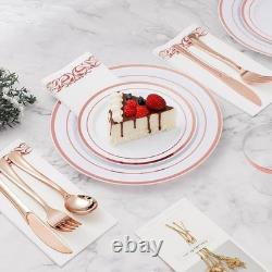 700 Pcs Disposable Dinnerware Set Plates Cups Forks Knives Spoons Napkins New