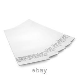 700 Piece Plastic Silver Dinnerware Set 200 Rim Plates 300 Silverware 1