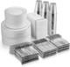 700 Piece Plastic Silver Dinnerware Set 200 Rim Plates 300 Silverware 100 Cups