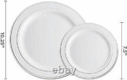 700 Piece Silver Dinnerware Set 200 Rim Plastic Plates