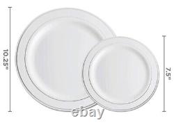 700 Piece Silver Dinnerware Set 200 Silver Rim Plastic Plates 300 Silver