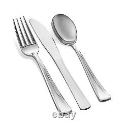 700 Piece Silver Dinnerware Set 200 Silver Rim Plastic Plates 300 Silver