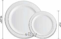 700 Piece Silver Dinnerware Set 200 Silver Rim Plastic Plates 300 Silver Pla