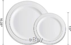 700 Piece Silver Dinnerware Set 200 Silver Rim Plastic Plates 300 Silver Plastic