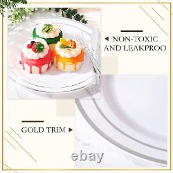 750 Pcs Plastic Party Plates Set Plastic Plate with Rim Includes 125 Dinner P