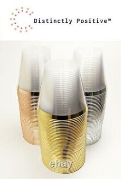9oz Fancy Disposable Rimmed Cups Gold, Silver, Rose Gold (Wholesale, Bulk)