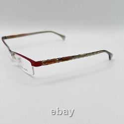 Alain Mikli eyeglasses Ladies Angular Red Silver Metallic half Rim A0215 01 New