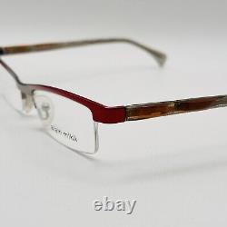 Alain Mikli eyeglasses Ladies Angular Red Silver Metallic half Rim A0215 01 New