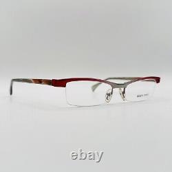 Alain Mikli eyeglasses Ladies Angular Red Silver Metallic half Rim A0215 01 New