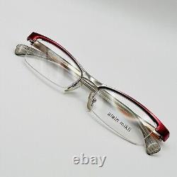 Alain Mikli eyeglasses Ladies Angular Red Silver Metallic half Rim A0215 01 New