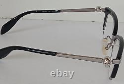 Alexander MQueen AM00840 001 Black Silver Horn Rimmed Frames Skulls $460