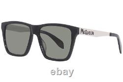 Alexander McQueen AM0352S 002 Sunglasses Men's Black/Silver/Green Lenses 57mm