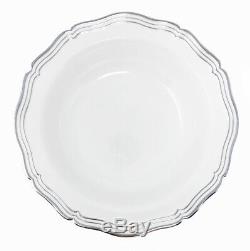 Aristocrat Collection 10oz. White with Silver Rim Plastic Soup Bowls 10ct