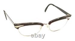 ArtCraft Vintage Black Silver Cat Eye Eyeglasses Frames 50-20 140 USA Women