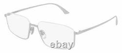 Authentic Balenciaga BB 0143O 002 Silver Rectangle Half-Rim Men's Eyeglasses