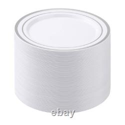 BESTSTAR 100PCS White Plastic Plates for Party, 10.25 Inch Disposable Plates