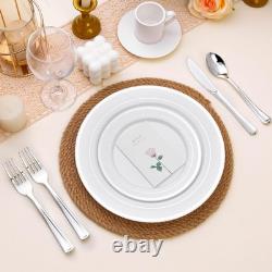 BESTSTAR 100PCS White Plastic Plates for Party, 10.25 Inch Disposable Plates