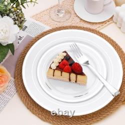 BESTSTAR 100PCS White Plastic Plates for Party, 10.25 Inch Disposable Plates