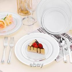 BESTSTAR 100PCS White Plastic Plates for Party, 10.25 Inch Disposable Plates