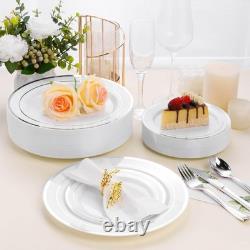 BESTSTAR 100PCS White Plastic Plates for Party, 10.25 Inch Disposable Plates