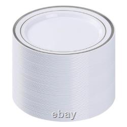 BESTVIP 100PCS Silver Plastic Plates, 10.25 Inch Disposable Dinner Plate Part