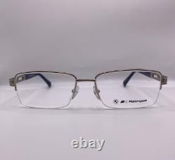 BMW Motorsport BS5015 017 Matte Silver Metal Semi Rim Eyeglasses Frame 56-17-145