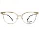Boz Eyeglasses Frames Hippy 5010 Brushed Gold Silver Cat Eye Full Rim 51-15-135